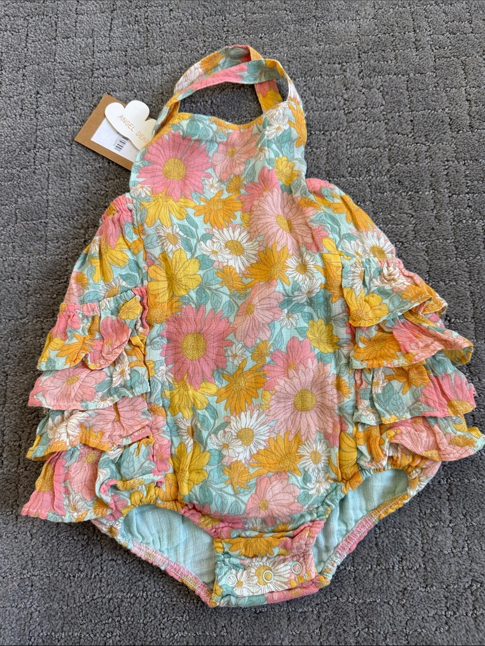 Angel Dear Floral Ruffle One-Piece in Pink, Yellow, Aqua, White